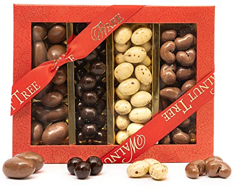 Walnut Tree – Gourmet Almonds Gift, Covered in Milk, Dark, White & Caramel Chocolate – Hand Packed – Great Taste Award Winner – Luxury Gift Selection, Birthday, Anniversary, 400g