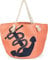 styleBREAKER Strandtasche in Flechtoptik mit Anker Print und Reißverschluss, Shopper, Badetasche, Damen 02012077, Farbe:Apricot-Blau