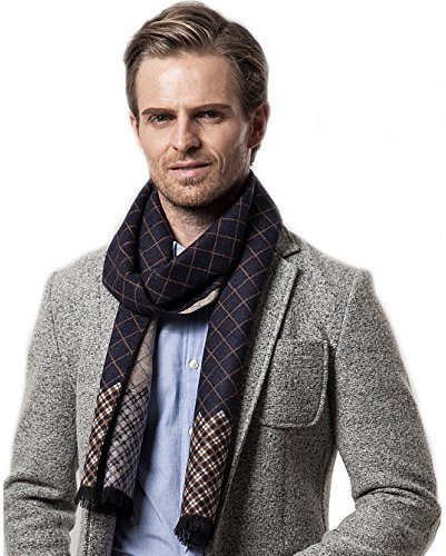 Tuopuda Herren Klassik Super Soft Luxuriös Kaschmir Feel Winter Schal Kariert Freizeit Business Elegant Marine