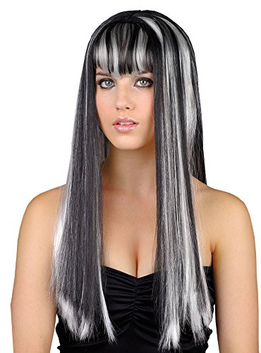 Long Dead Gorgeous Black Silver Wig