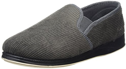 Padders Men's Albert Low Top Slippers, Grey, 7 UK Wide