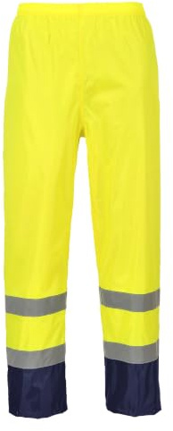 Portwest H444 Hi-Vis Contrast Classic Rain Trousers Waterproof Button Front | Yellow/Navy, 3X Large, EN ISO 20471 Class 1, EN 343 Class 3:1, CE Certified, Straight Fit, Reach Compliant PVC Coating