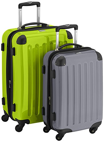 HAUPTSTADTKOFFER® · 2er Hartschalen Kofferset · Handgepäck 45 Liter + Koffer 87 Liter (apfelgrün-Silber)