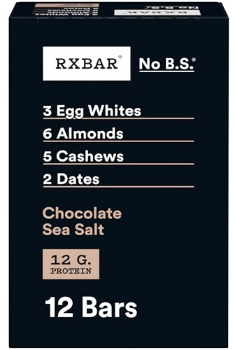 RXBAR Protein Bars, 12g Protein, Gluten Free Snacks, Chocolate Sea Salt, 22oz Box (12 Bars)