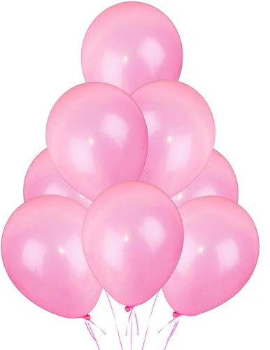 Pink Balloons 100 Pack, Large 12 Inch Thick Latex Biodegradable Helium Party Balloons for Birthday, Wedding, Baby Shower, Valentine's Day Events Decoration for Balloon Arch Garland
