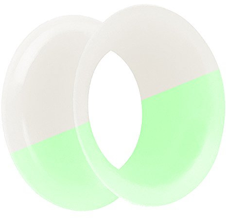 Piersando Flesh Tunnel Ohr Plug Piercing Ohrpiercing Double Flared Flexibel Silikon Dünner Rand 5mm Glow