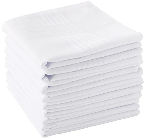 Scotamalone Men's Handkerchiefs 100% Soft Cotton White Hankie Hankerchieves