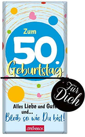 STEINBECK 50 Geburtstag Geschenk-Schokolade 100g Tafel Herzlichen Glückwunsch Mann Frau runder Geburtstag