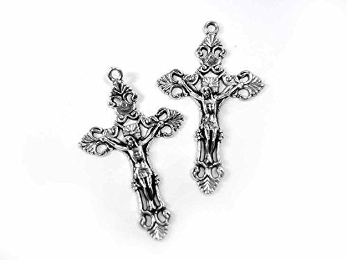 Vintageparts Anhänger Jesus am Kreuz in antik silberfarben 3 Stück