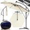 Kingsleeve® Sombrilla de Jardín Parasol Crema 350cm Manivela Luces LED Protección UV80+ Seguro Antiviento Funda Protectora