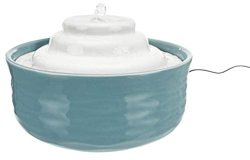 TRIXIE elektronischer Wasserspender Trinkbrunnen Vital Falls, Keramik, 1,5 l/ø 22 × 13 cm, petrol/weiß - 24450