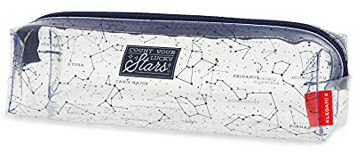 Legami Milano Federmäppchen, transparent, 19,5 x 5,5 cm, für Stifte, Bleistifte, Textmarker, Buntstifte, Make-up, TPU, transparent, Reißverschluss, Stars, Stars, Singles
