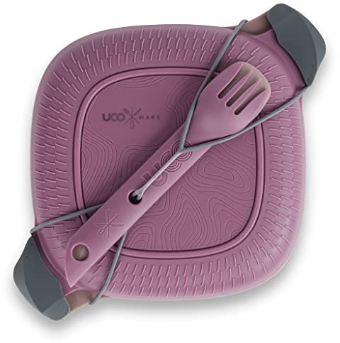 UCO ECO 5-Piece Camping Mess Kit with Bowl, Plate, Switch Spork Utensil Set - Plum Purple