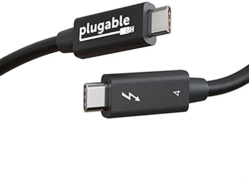 Plugable Thunderbolt 4 Cable [Thunderbolt Certified] 3.3ft USB4 Cable with 100W Charging, Single 8K or Dual 4K Displays, 40Gbps Data Transfer, Compatible with Thunderbolt, USB4, USB-C - Driverless