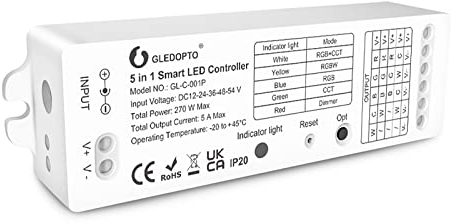 Gledopto Zigbee3.0 LED Controller RGBCCT RGBW WWCW RGB Dimmer 5 in 1 Striscia Luce Controller Hub APP/Alexa Voice/Telecomando