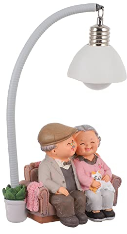 Homoyoyo Grandparents Figurines Loving Elderly Couple Figurines Cute Figurines Night Light Desktop Figurine Lamp, 17X9CM