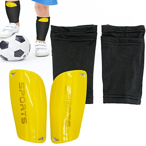SZXMDKH Fußball Schienbeinschoner mit hohen elastischen Ärmeln - Kompakt, Eva, Klettverschluss - Jungen und Mädchen Kickschutz