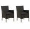 vidaXL 2X Gartenstuhl mit Kissen Gartensessel Essstuhl Stuhl Sessel Stühle Balkonstuhl Terrassenstuhl Gartenmöbel Poly Rattan Schwarz