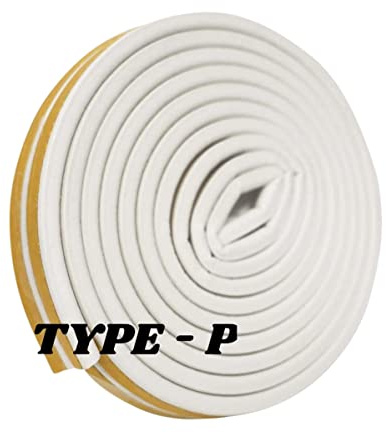 ZYBUX - Self-Adhesive Draft Excluder Tape for Windows, Type P Strip, Seal, Insulation, Weather Strip, Soundproof, Weatherproof, 9mm X 6mm, 10m - (2 x 5m), White