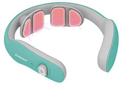BEPER P302MAS100 Zervikales Massagegerät, Nackenmassagegerät, 6 Modi, einstellbare Intensität, Heizfunktion, wiederaufladbar, mit USB-Anschluss