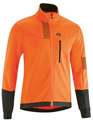 Gonso Valaff, Herren Fahrradjacke, Wasserabweisende Softshelljacke, Winddicht, G-Shell für optimale Wärmeisolierung, Enganliegende Passform, PFC-frei, Orange, Gr. L