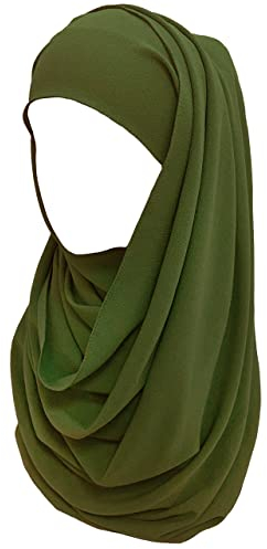 Lina & Lily Bubble Crepe Chiffon Damen Muslim Hijab Kopftuch Schal Turban, Stoff Leicht Undurchsichtig (Olivgrün)