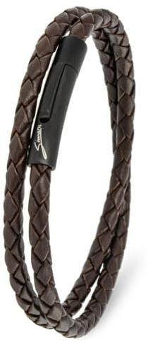Simaru Lederarmband, 4mm geflochten zum Wickeln für Frauen & Männer, Echtleder-Wickelarmband mit Edelstahl Hakenverschluss, Premium-Qualität ((41cm Lenght - L), Braun)