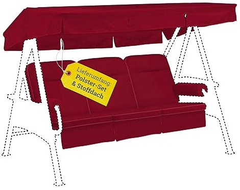KETTtex EXKLUSIV Hollywoodschaukel Auflage Bordeaux 56/64x180x8cm I Schaukelauflage UV-beständig mit Dach I Wasserabweisende Schaukel-Auflage I Dessin 2313