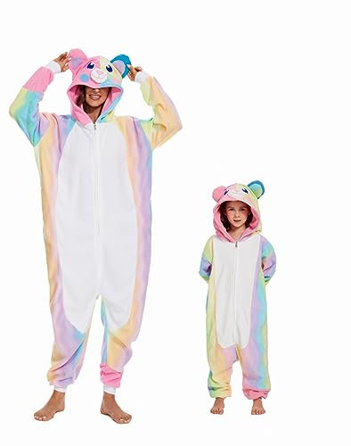 RandWind Tier Erwachsene Onesie Halloween Kostüme Tiere Schlafen Pyjamas(Colored Bear-S)