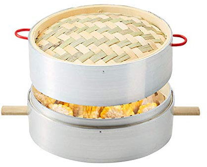 Vaporera de bambú hecha a mano, cestas de 1 a 4 niveles de 24 cm (9,44 pulgadas), albóndigas Dim Sum, pollo, pescado y carne, 1+1