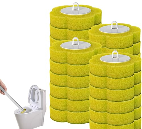 Einweg-Toilettenbürste Einweg-WC-Bürste mit 6 StückHalter Schwamm Bürstenkopf Nachfüllkopf für Toilettenschüssel zur Reinigung, Klobürste Toilette Reinigung Werkzeug
