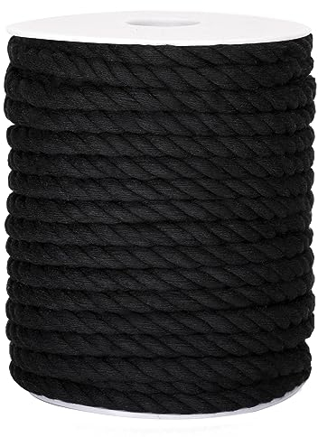 G2PLUS Makramee Garn 6 mm x 30M Kordel Schwarz,Baumwollkordel Kordel Baumwollschnur,Baumwollseil für DIY-Bastelarbeiten,Geschenke