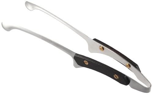 hobbyme 26,5 cm Edelstahl BBQ Grillzange mit Holzgriff, Metallzange zum Kochen, Grillzange, ergonomisches Design