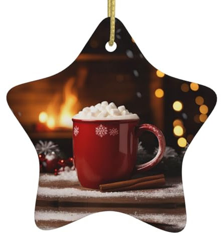 Taza de Navidad para chimenea, adornos de Navidad, decoraciones de Navidad, adornos colgantes de árbol de Navidad, regalo festivo de cerámica en forma de estrella, regalo de recuerdo para decoraciones