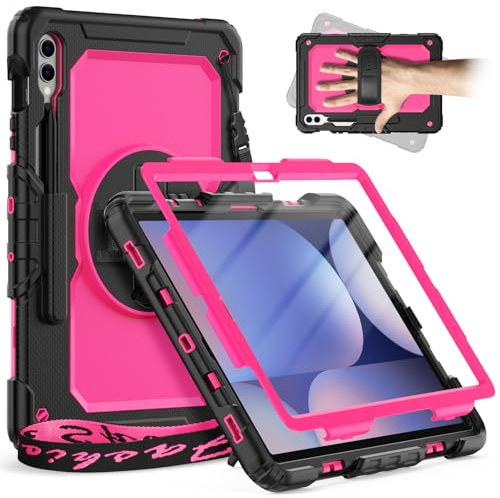Timecity Case for Samsung Galaxy Tab S10+ Plus 2024/ S9 FE+/ S9 Plus 2023 12.4 Inch, Heavy Duty Shockproof with Screen Protector, Rose