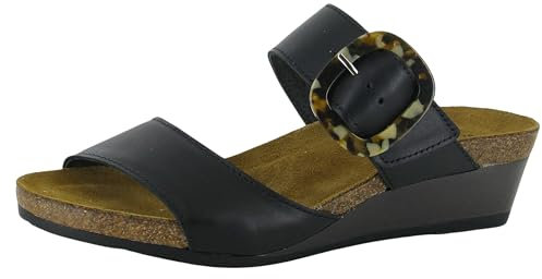 NAOT Footwear Kingdom Damen Keilsandalen mit Schnalle, Kork-Fußbett und Fußgewölbeunterstützung – verstellbare Dreiriemensandale mit Rückengurt – Komfort und Unterstützung – leicht und perfekt für
