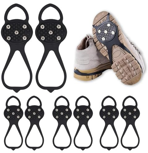 Gripper Spikes für Schuhe, 4 Paar Eisgriffe Cleat Silikon Steigeisen Schuhe Abdeckungen Outdoor Schnee Klettern Universal rutschfeste Greifer Spikes Anti-Rutsch über Schuh Durable Cleats