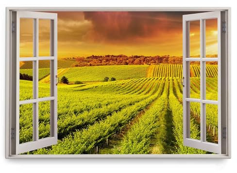 Paul Sinus Wandbild 120x80cm Fensterbild Landschaft Natur Weinberge Toskana Sonnenschein