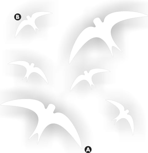 Schwalbe Vogel Fensteraufkleber für Vogelschutz Aufkleber Set von 6 Vögeln. (Weiß)