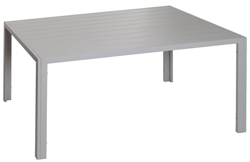 Mendler Alu-Esstisch HWC-N40, Tisch Bistrotisch Gartentisch Balkontisch, wetterfest 140x80cm - hellgrau