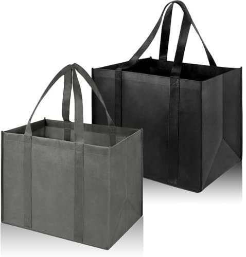 2 Pezzi Borsa per la Spesa Portatile, Bag Borsa della Spesa Riutilizzabile, Borse Pieghevoli per la Spesa, 41 x 33 x 26 cm, per Shopping, Viaggi, Picnic, Spiaggia