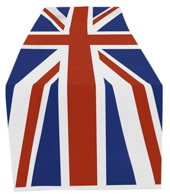 ALWIDA Küchentischläufer – Decor Tischdecke mit britischer Flagge, Tischdecke mit Union Jack, Tischläufer, Platin-Jubiläumstischdecke, Heimdekoration, Digitaldruck, wiederverwendbar, waschbar