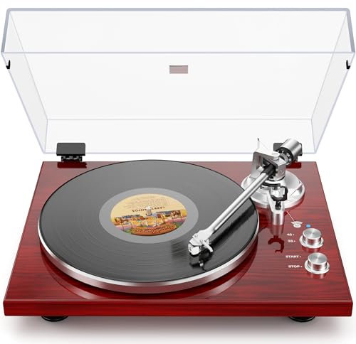 Vinyl Record Player Belt-Drive Turntable for Vinyl Records with Bluetooth Connectivity, USB Digital Output, Magnetic Cartridge & Adjustable Counterweight, AT-3600L, 33 or 45 RPM (Red)
