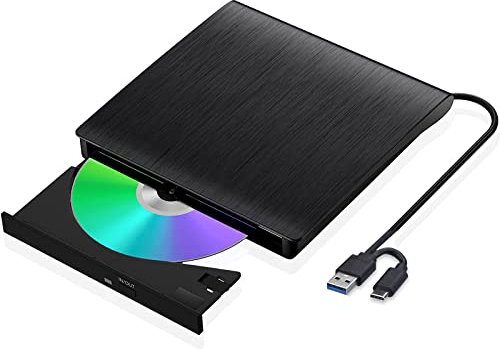 XIAOXIN Lector CD/DVD Externo, Grabadora DVD Con USB 3.0 y Type-C, Disquetera Para Portátil, PC, Laptop, Compatible Con Windows 11/10/8.1/XP/Linux/MacOS