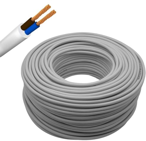 Cavo Elettrico Grigio FROR Gommato Flessibile Tutor Bipolare Antifiamma 2 Fili per Impianti e Prolunghe Elettriche (sezione 2x1, Metri 100)