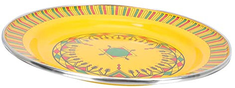 Zerodeko Enamel Pilaf Plate Snack Tray Enamel Pie Dish Jewelry Organizer Tray Desert Platter Vintage Serving Tray Enamel Plate Food Tray Enamel Serving Plate Bandejas para Comida Yellow