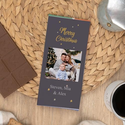 Wanapix | Tablette de Chocolat Personnalisée | Tablette Personnalisée | 80gr | Chocolat au Lait | Photo de Noël