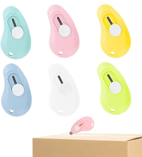 6 Pièces Mini Cutter,Box Cutter,Mini Cutter Ouvre Colis,Ouvre-lettres rétractable,Petit Cutter,Coupe-enveloppes,Ouvre Lettre,Cutter Standard,Pour la Papeterie,Express Box,Papier,Artisanat