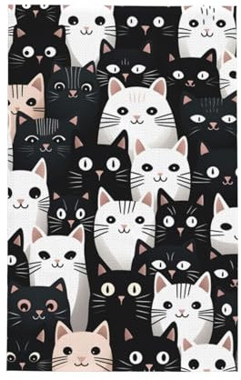 Super saugfähige Küchentücher, 66 x 40,6 cm, Katzen mit großen Augen, Waffelgewebe, Geschirrtuch zum Reinigen und Trocknen