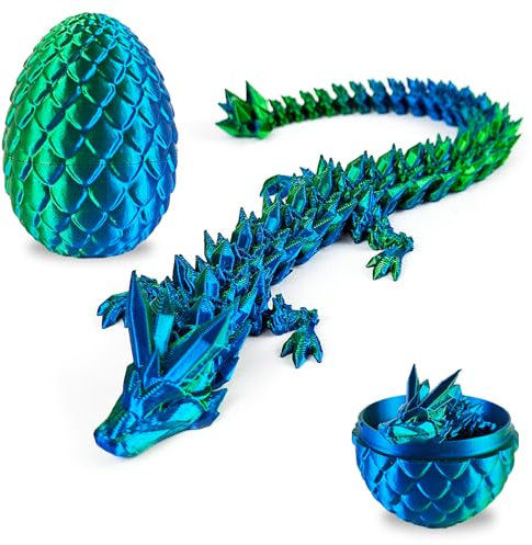 Tangdudu Drachenei mit Drache, Drache Ei 3D, 3D Druck Drache, 3D Gedruckter Überraschungsdrache Im Ei, Beweglicher Drache, Fidget-Spielzeug perfekt für Ostern Geburtstage Deko Stressabbau (Grün)
